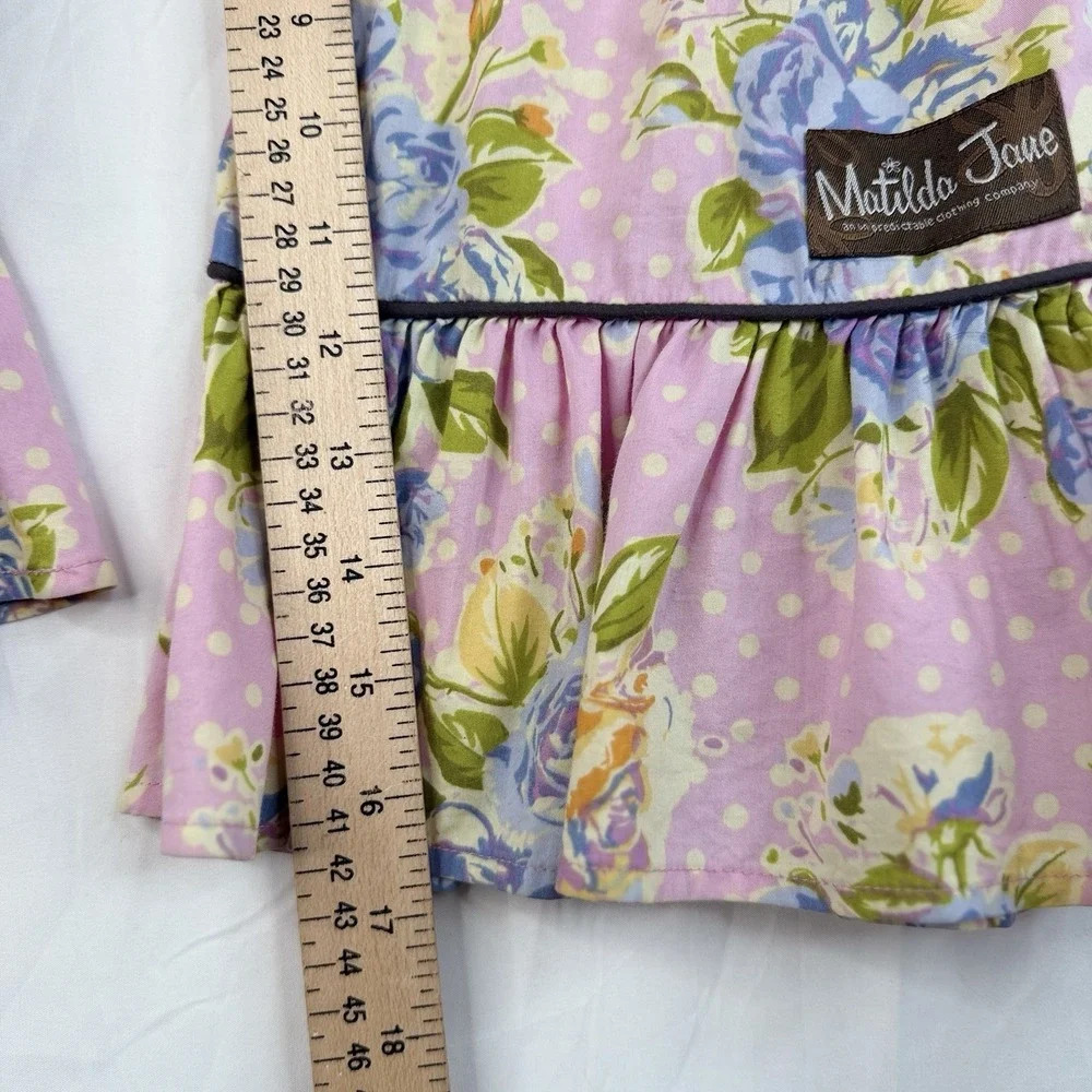 Matilda Jane Girls pants Pink Yellow Maple Sugar Big‎ Ruffles Good Hart Pants 6